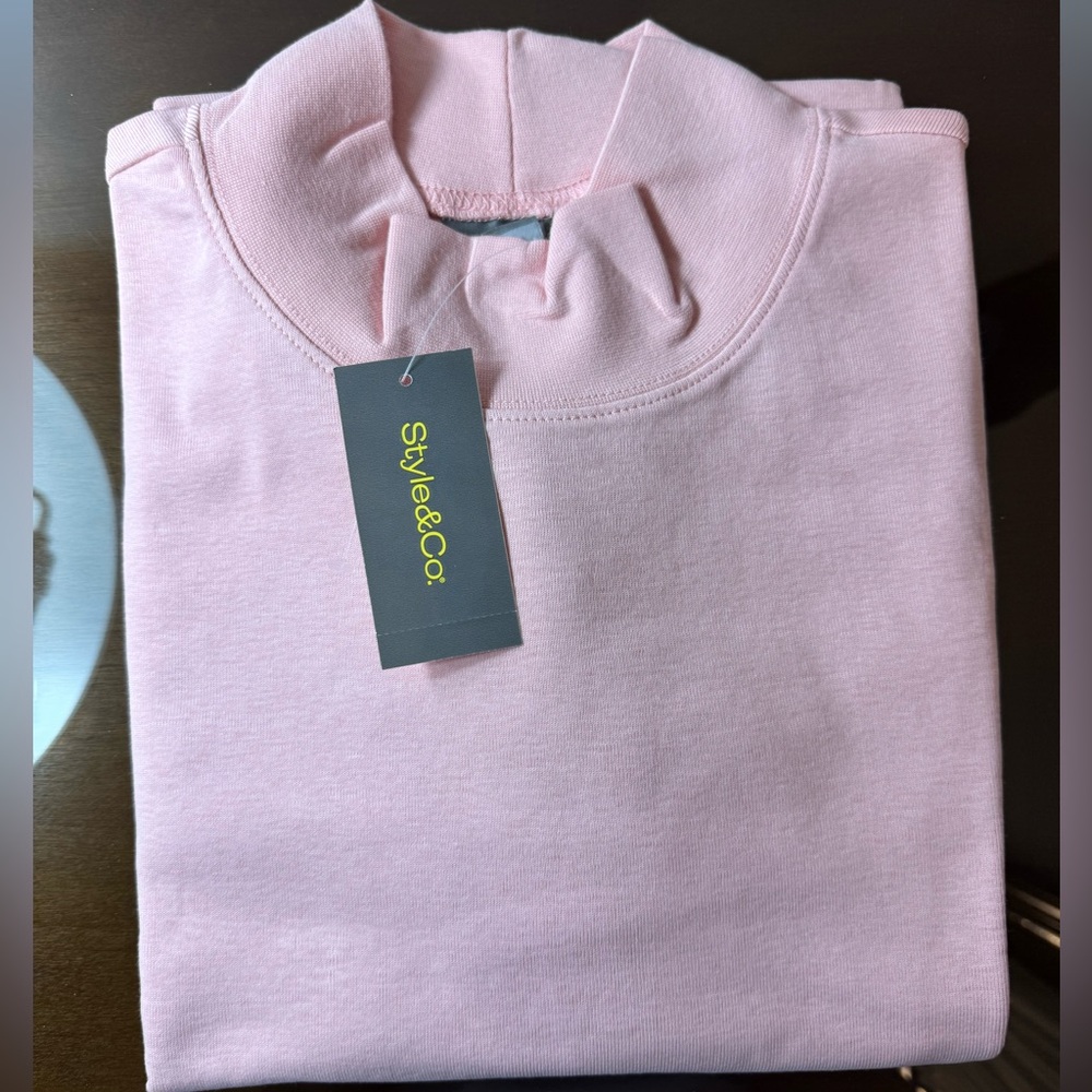 Women’s Cotton Mock-Neck Long-Sleeve Tee in Think Pink